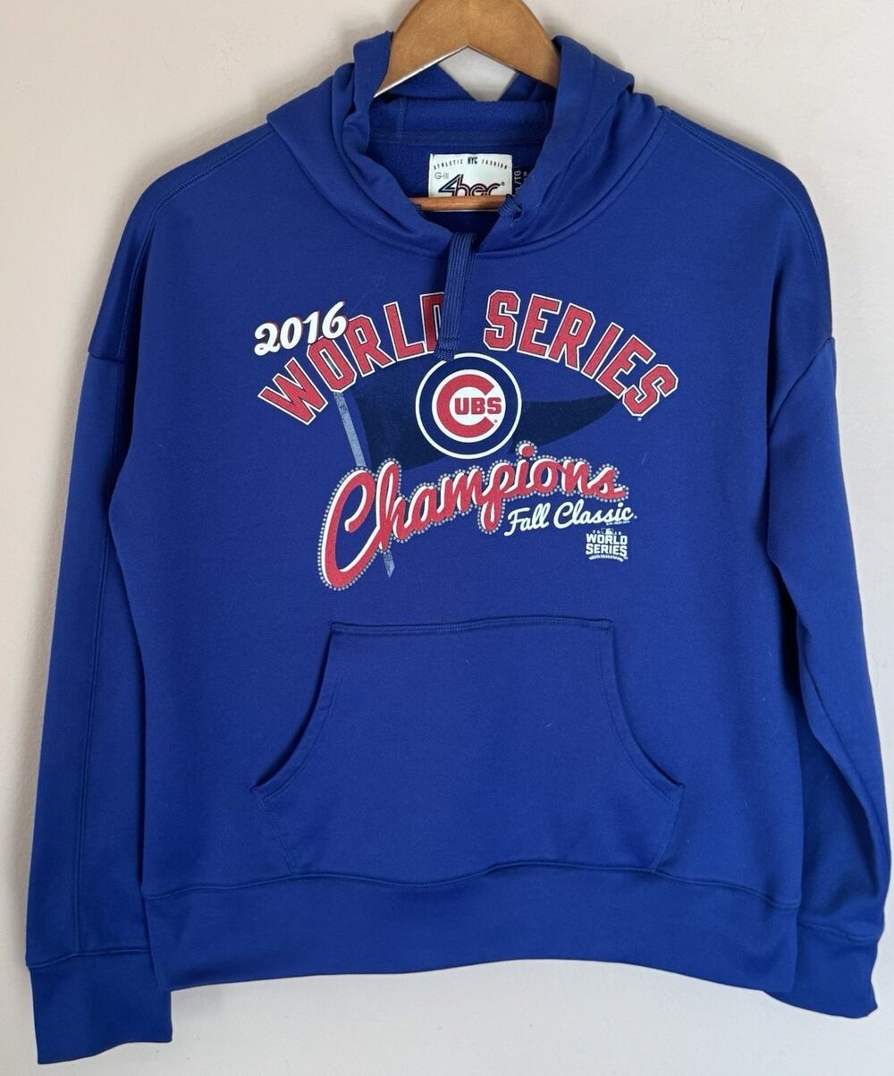Chicago Cubs Blue Hoodie 2016 World Series Champions G-III 4HER Womens XL